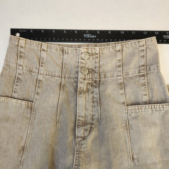 Free People We The Free Midnight City Wide Leg Jeans 26 Beige High Rise Pleated - Picture 4 of 11